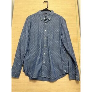 American Eagle Shirt Mens Large Blue Button Up Prep Fit Long Sleeve Casual Eagle